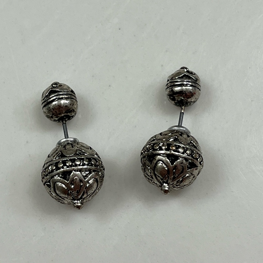 Silver double sided earrings